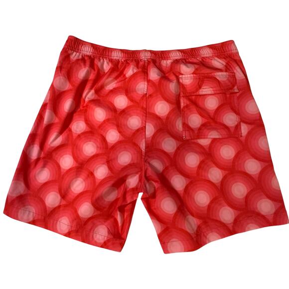 Psycho Bunny Mens XL Elgin Swim Trunks Shorts Neon Red Geometric Circles - Picture 7 of 14